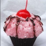 Cupcake with pink frosting and a cherry on top