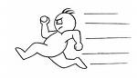 Cartoon of a man running to the left